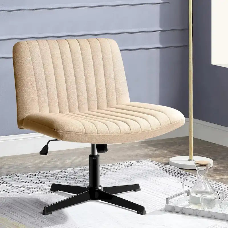 Criss Cross Armless Swivel Vanity Office Chair, No Wheels