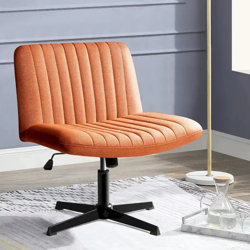 Criss Cross Armless Swivel Vanity Office Chair, No Wheels
