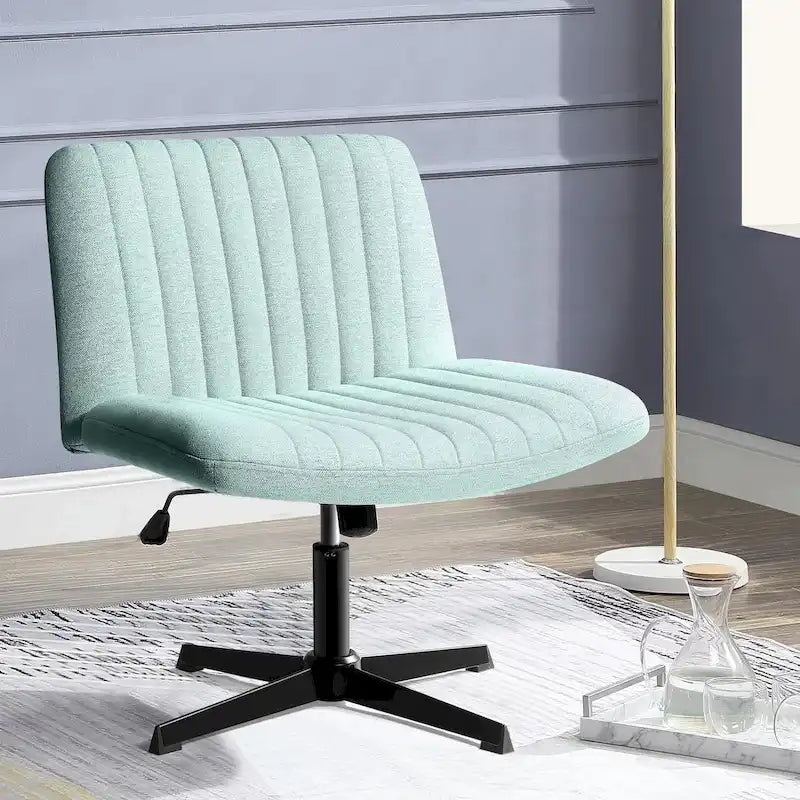 Criss Cross Armless Swivel Vanity Office Chair, No Wheels