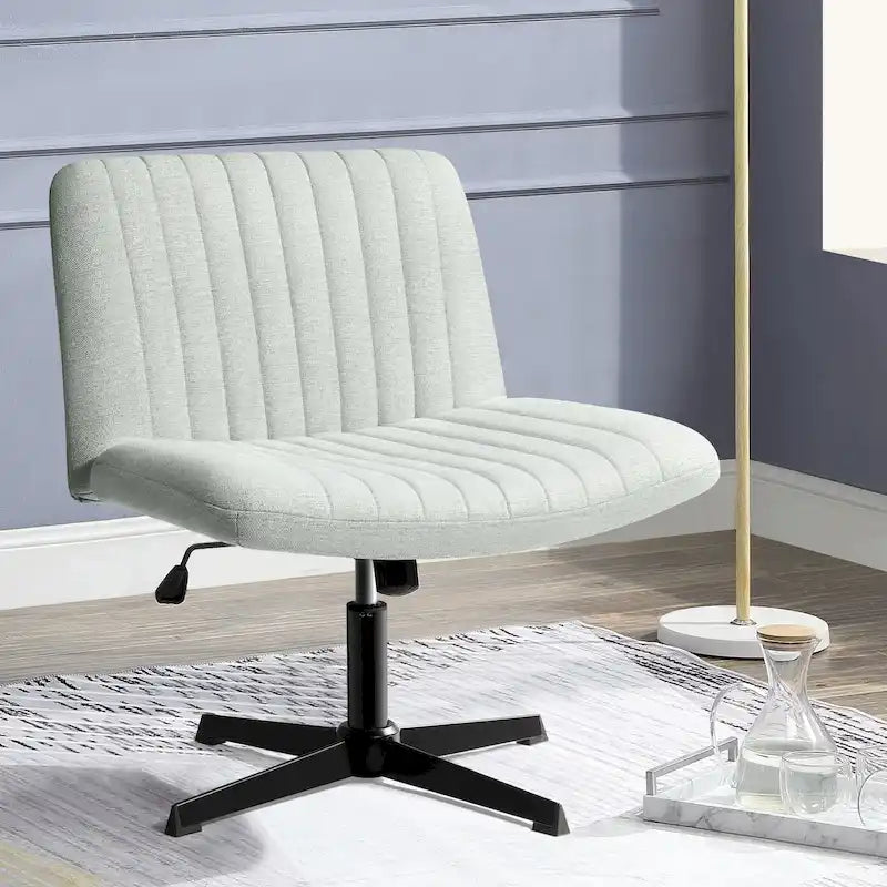 Criss Cross Armless Swivel Vanity Office Chair, No Wheels