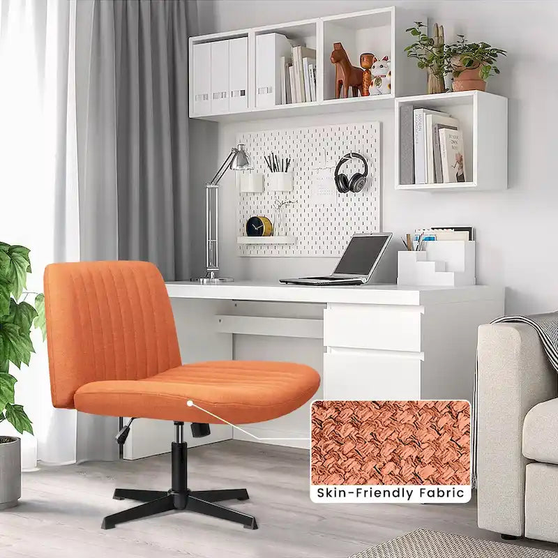 Criss Cross Armless Swivel Vanity Office Chair, No Wheels