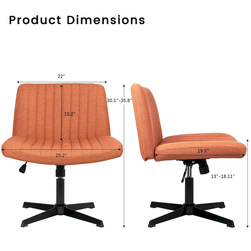 Criss Cross Armless Swivel Vanity Office Chair, No Wheels