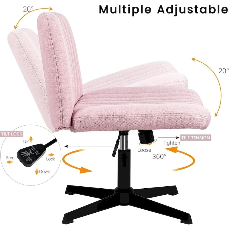 Criss Cross Armless Swivel Vanity Office Chair, No Wheels