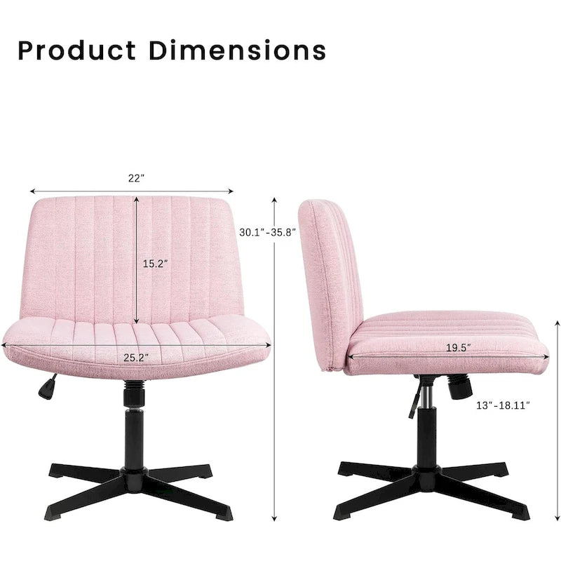 Criss Cross Armless Swivel Vanity Office Chair, No Wheels