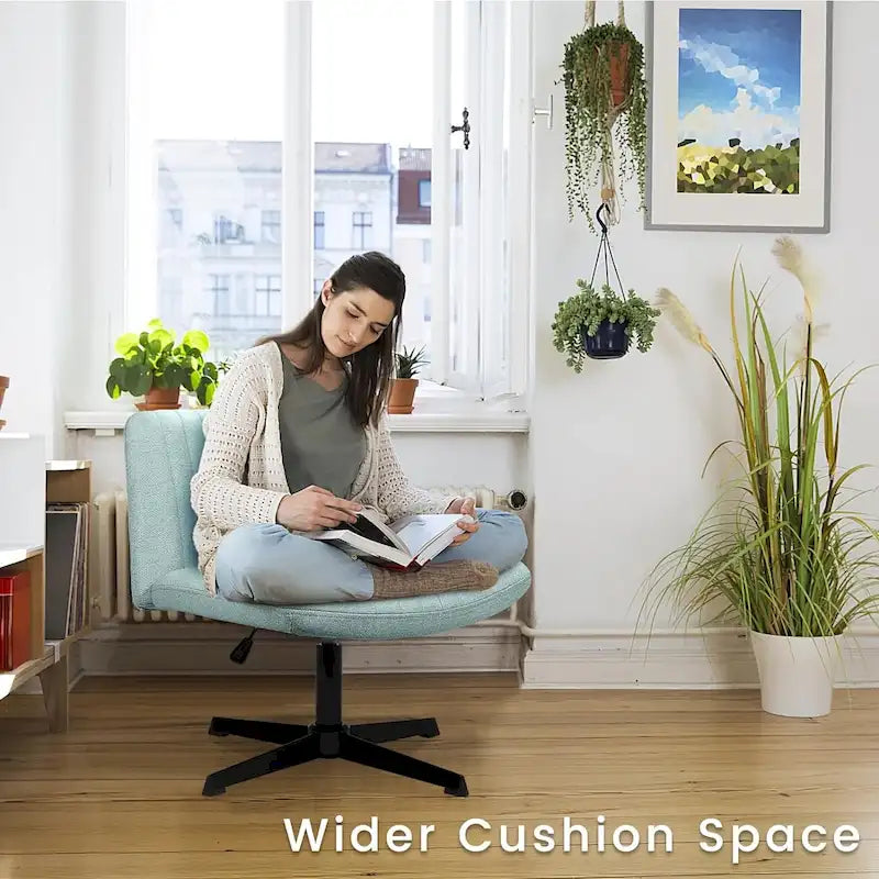 Criss Cross Armless Swivel Vanity Office Chair, No Wheels