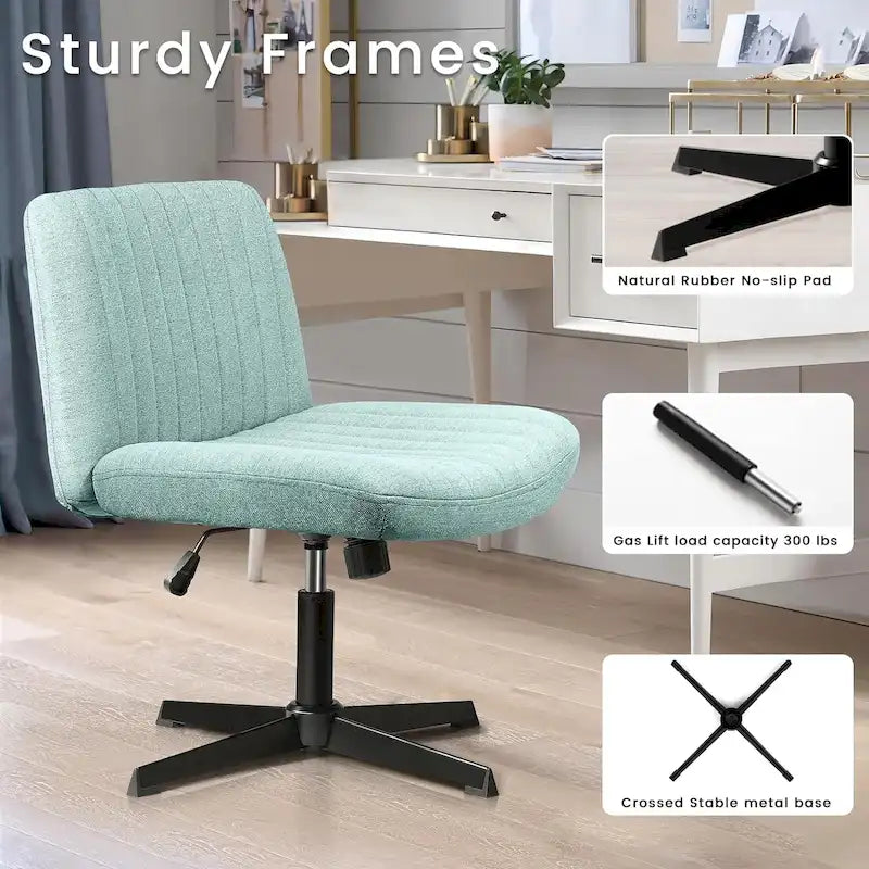 Criss Cross Armless Swivel Vanity Office Chair, No Wheels