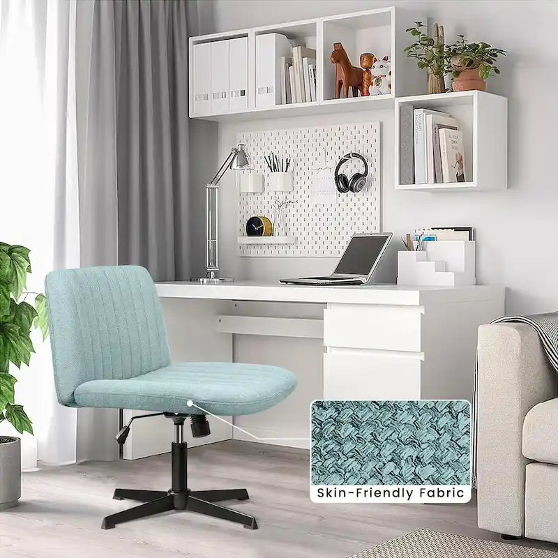 Criss Cross Armless Swivel Vanity Office Chair, No Wheels