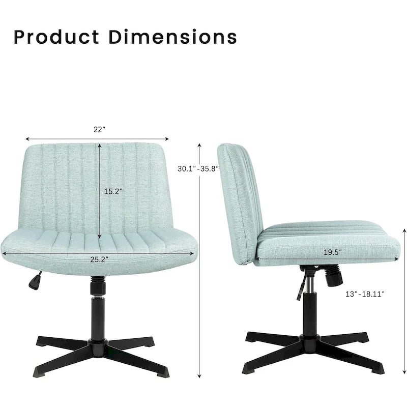 Criss Cross Armless Swivel Vanity Office Chair, No Wheels