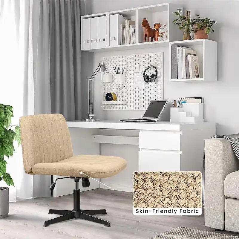 Criss Cross Armless Swivel Vanity Office Chair, No Wheels