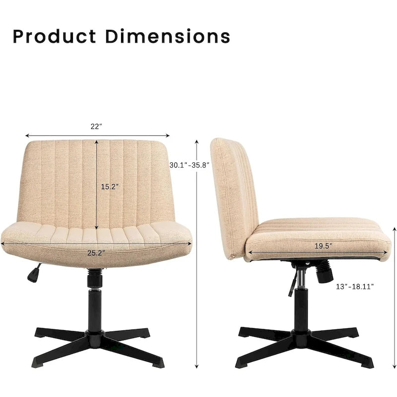 Criss Cross Armless Swivel Vanity Office Chair, No Wheels
