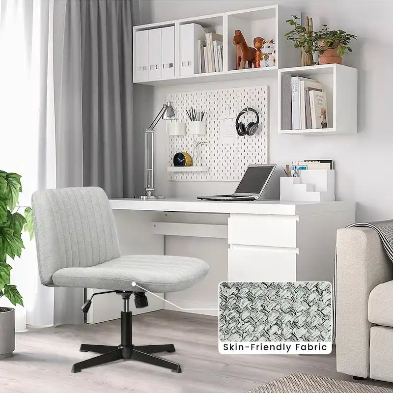 Criss Cross Armless Swivel Vanity Office Chair, No Wheels