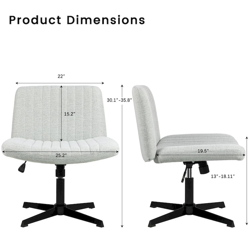 Criss Cross Armless Swivel Vanity Office Chair, No Wheels