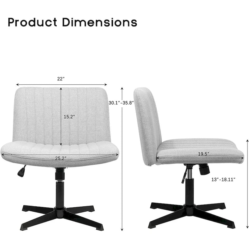 Criss Cross Armless Swivel Vanity Office Chair, No Wheels