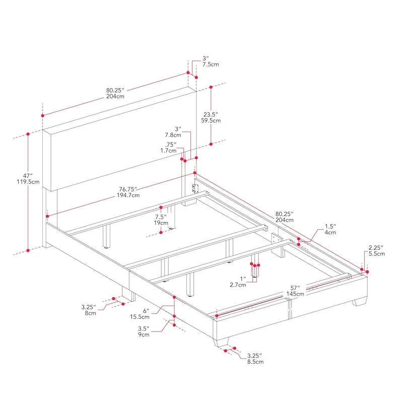 Modernes Kingsize-Bett, Lattenrost erforderlich