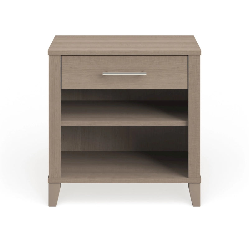 Table de chevet en frêne gris de style transitionnel