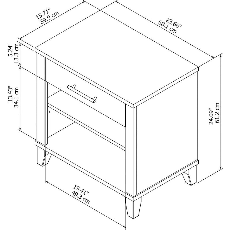 Table de chevet en frêne gris de style transitionnel