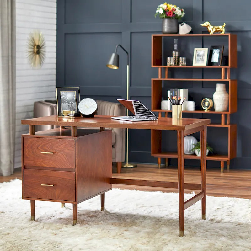 Schreibtisch im Mid-Century-Modern-Stil mit 2 Schubladen