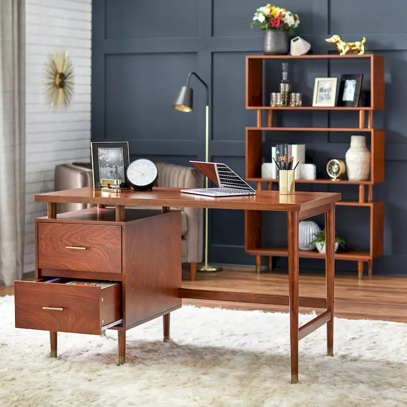 Schreibtisch im Mid-Century-Modern-Stil mit 2 Schubladen