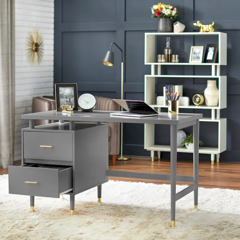 Schreibtisch im Mid-Century-Modern-Stil mit 2 Schubladen