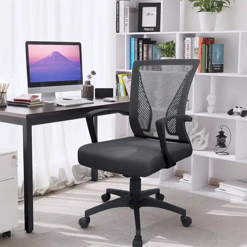 Chaise de bureau ergonomique en maille à dossier mi-haut avec soutien lombaire