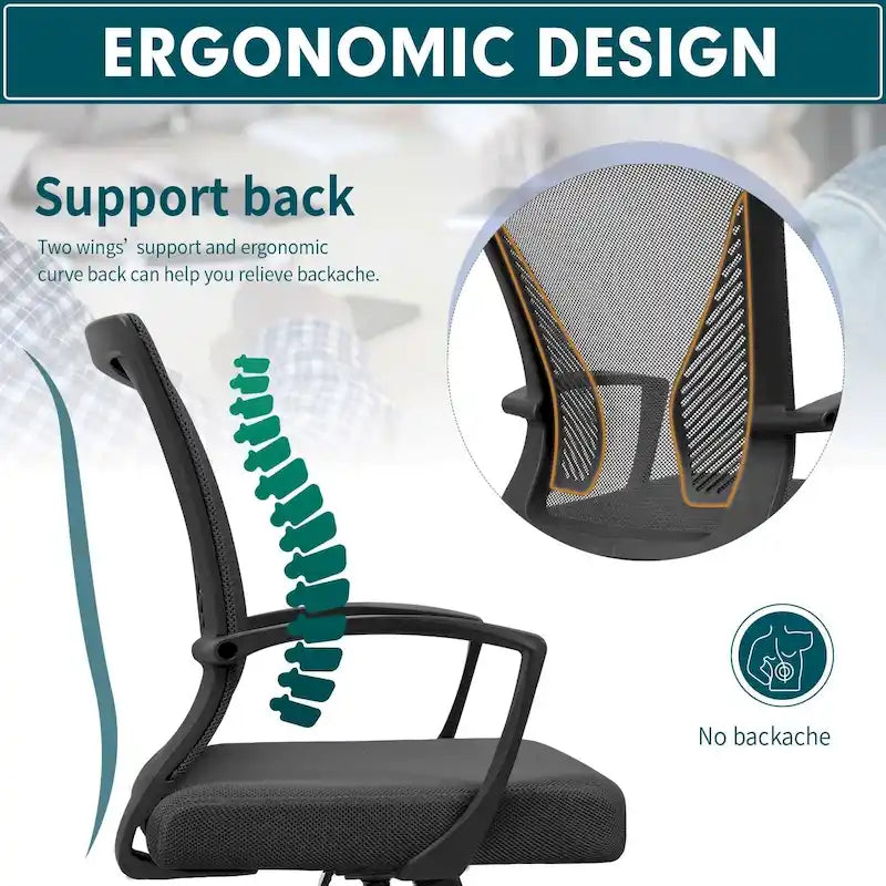 Ergonomic Mid-Back Mesh Office Chair with Lumbar Support