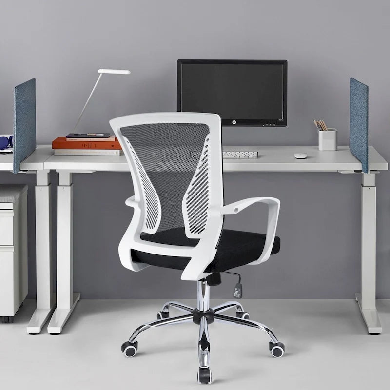 Chaise de bureau ergonomique en maille à dossier mi-haut avec soutien lombaire