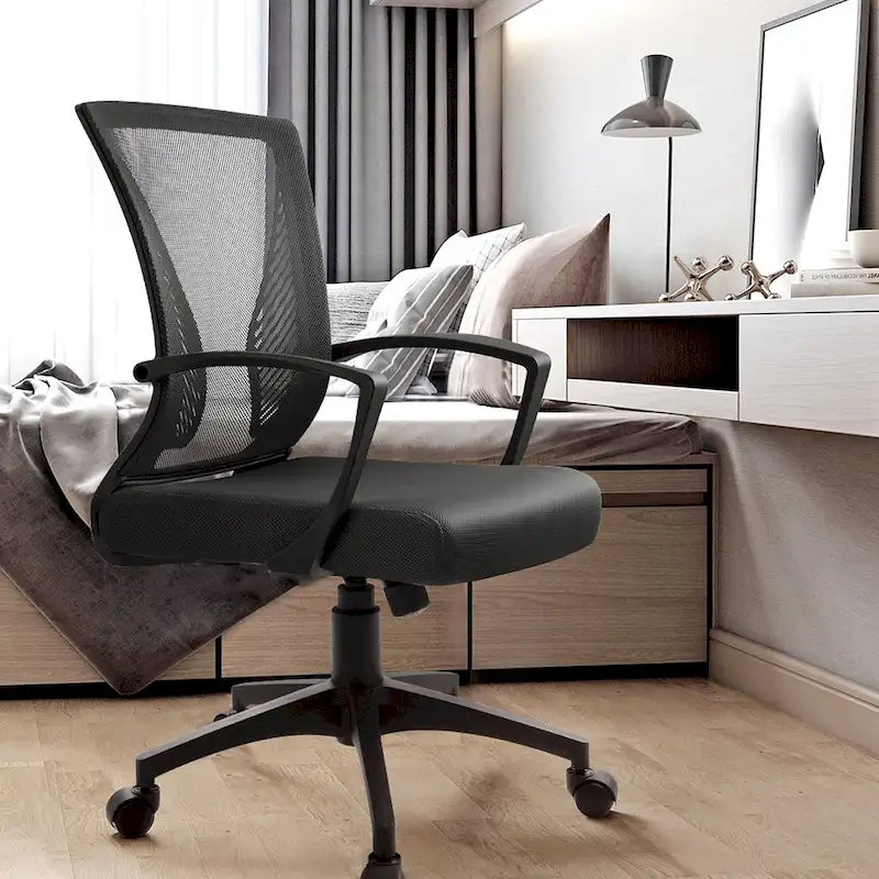 Chaise de bureau ergonomique en maille à dossier mi-haut avec soutien lombaire