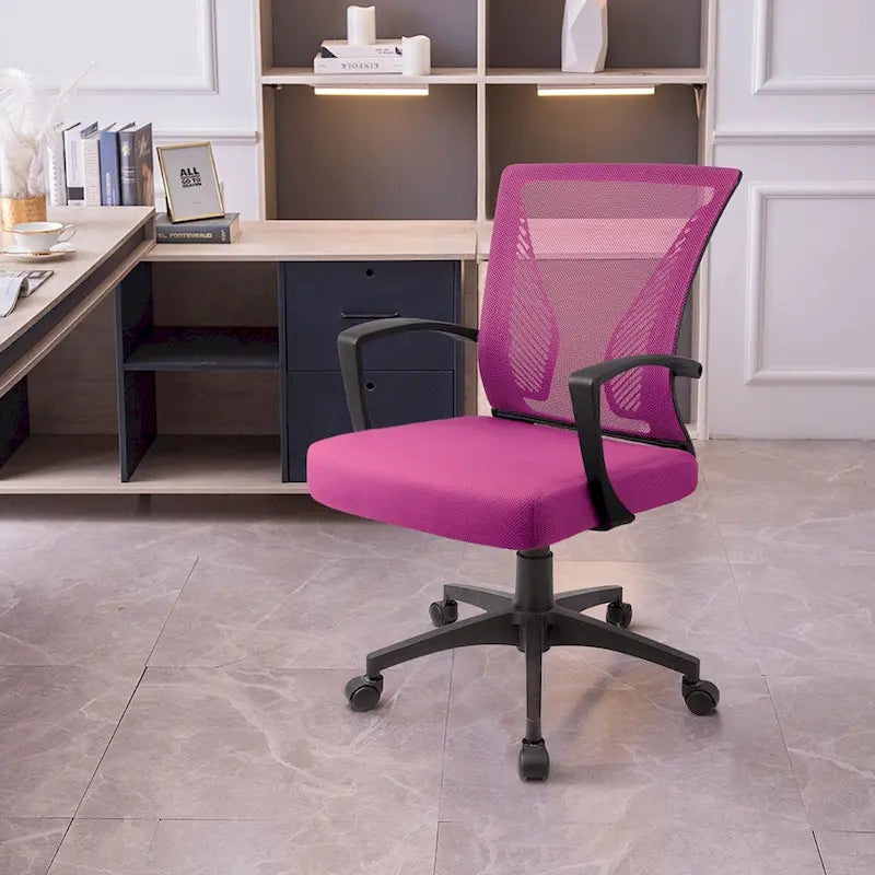 Chaise de bureau ergonomique en maille à dossier mi-haut avec soutien lombaire