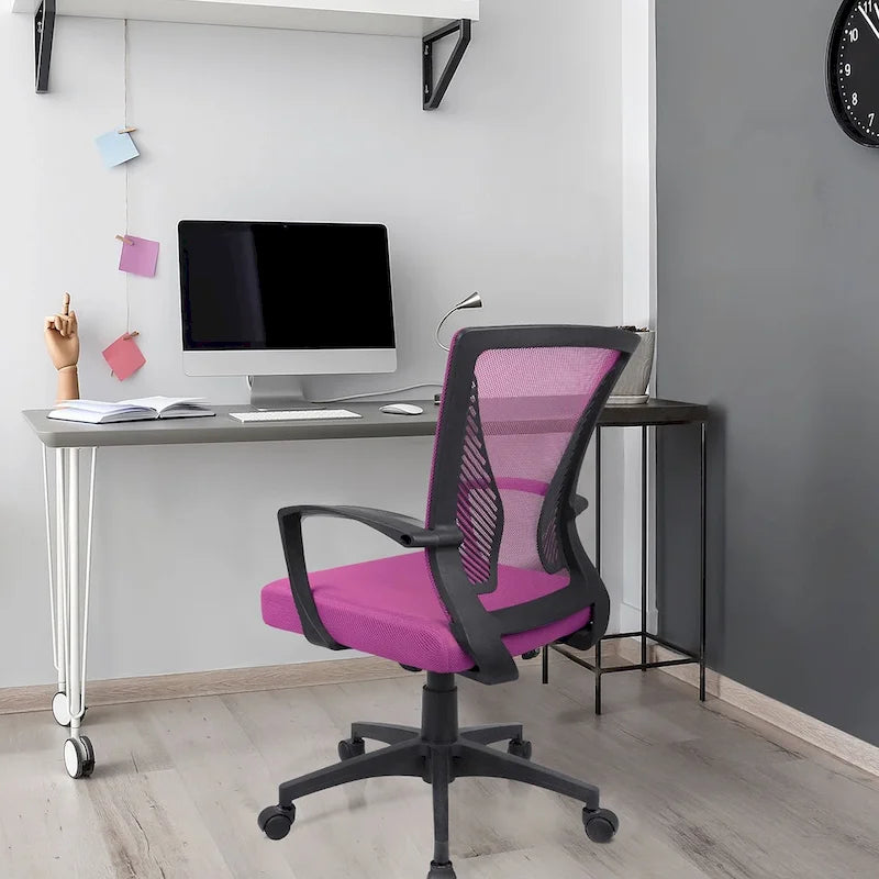 Chaise de bureau ergonomique en maille à dossier mi-haut avec soutien lombaire