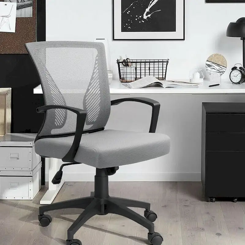 Chaise de bureau ergonomique en maille à dossier mi-haut avec soutien lombaire