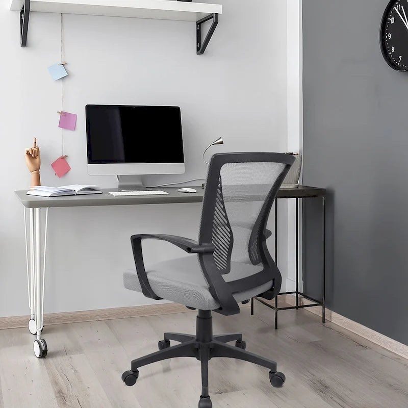 Chaise de bureau ergonomique en maille à dossier mi-haut avec soutien lombaire