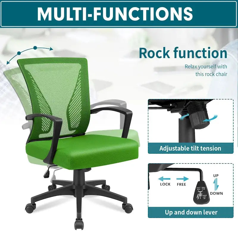Chaise de bureau ergonomique en maille à dossier mi-haut avec soutien lombaire