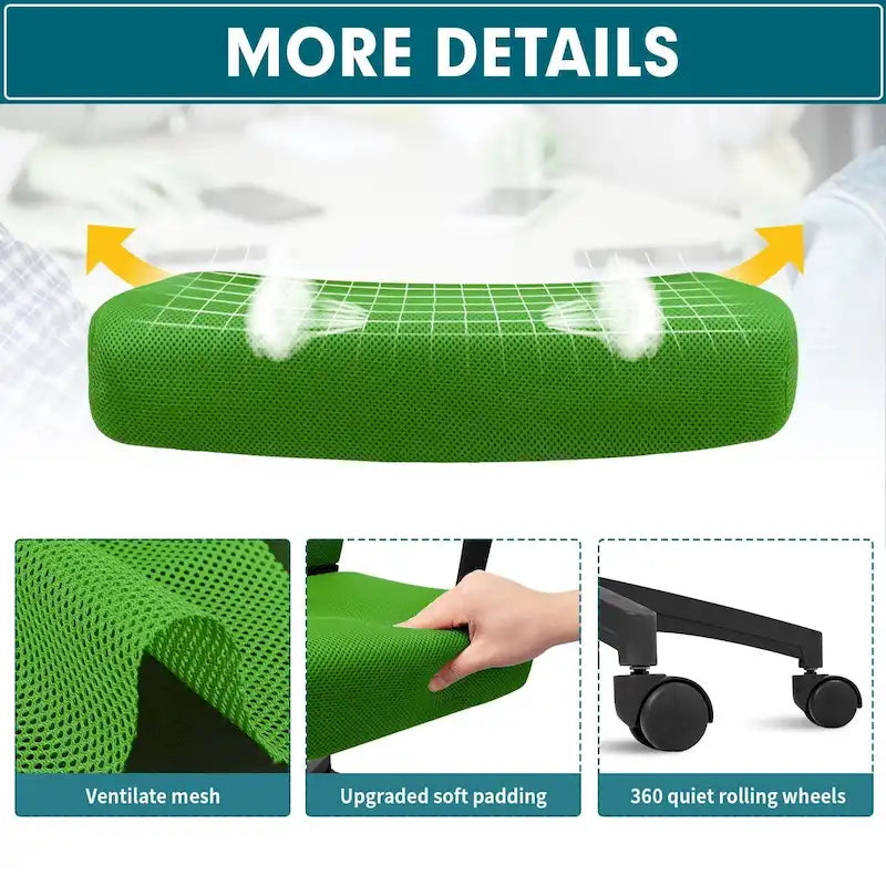 Chaise de bureau ergonomique en maille à dossier mi-haut avec soutien lombaire