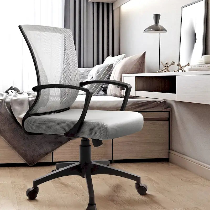 Chaise de bureau ergonomique en maille à dossier mi-haut avec soutien lombaire