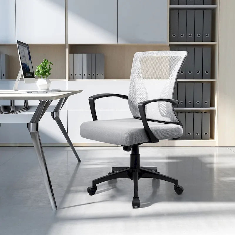 Chaise de bureau ergonomique en maille à dossier mi-haut avec soutien lombaire