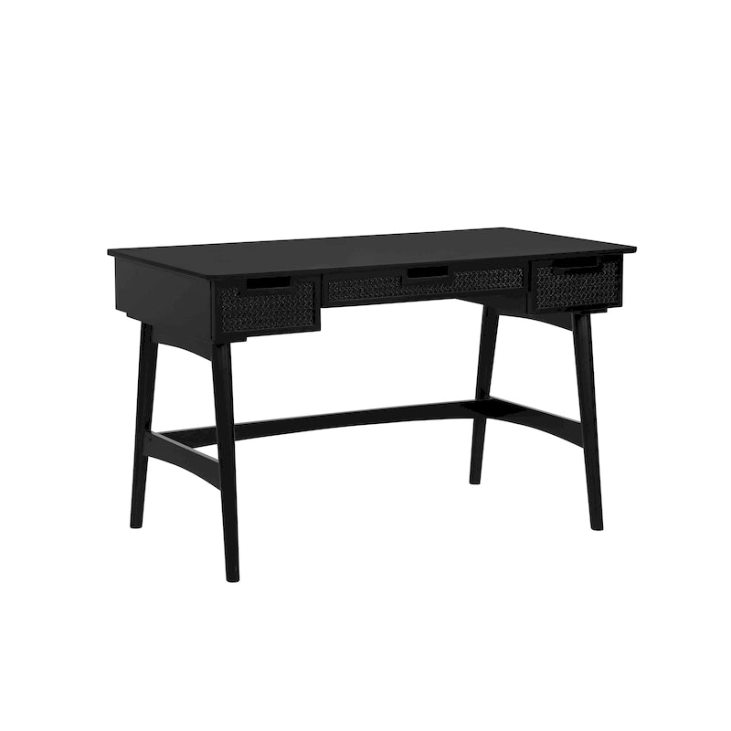 Rattanschreibtisch im Mid-Century-Stil