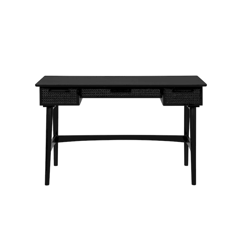 Rattanschreibtisch im Mid-Century-Stil