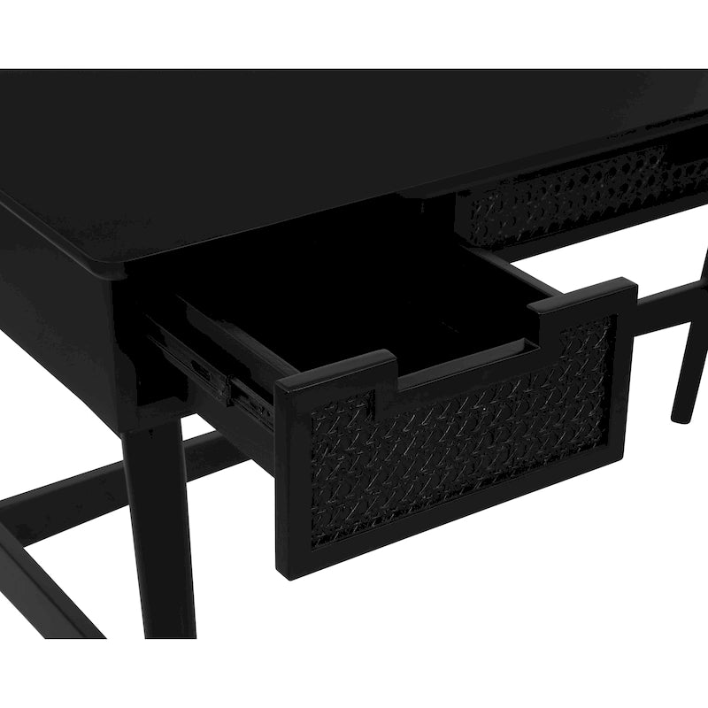 Rattanschreibtisch im Mid-Century-Stil