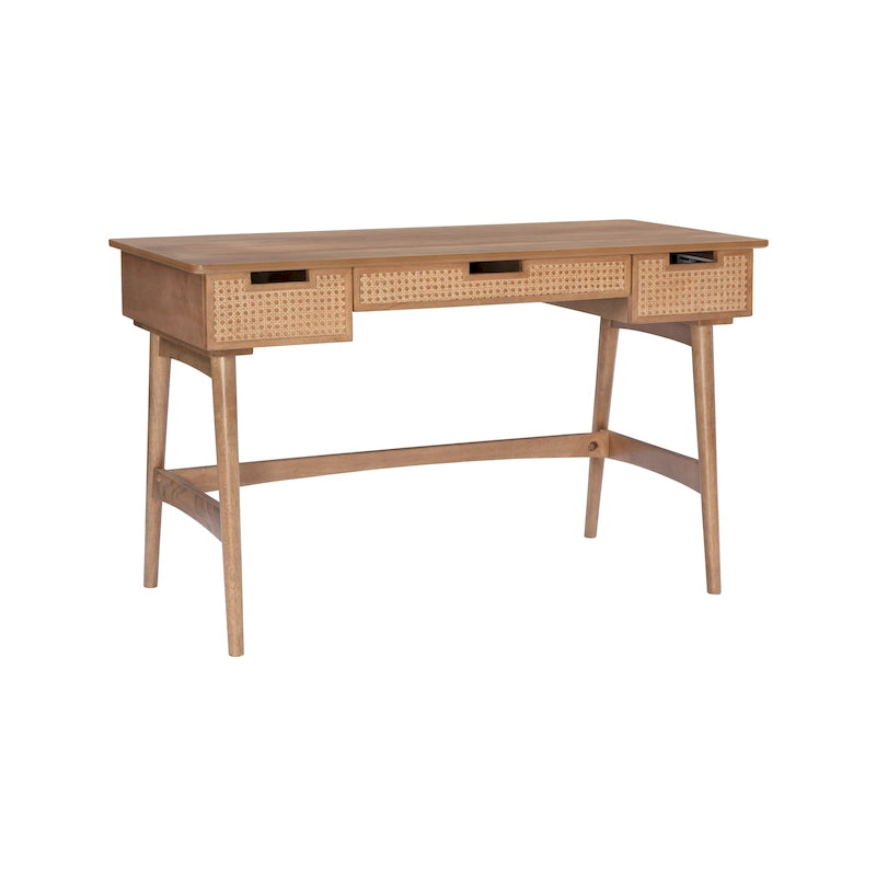 Rattanschreibtisch im Mid-Century-Stil