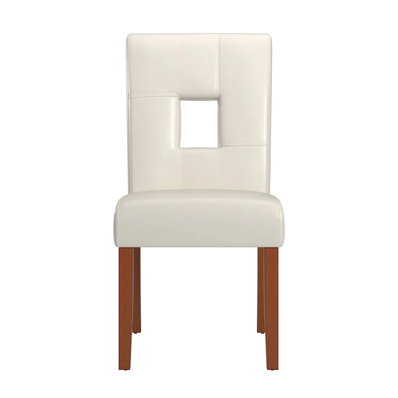 Ensemble de 2 chaises de salle à manger en similicuir blanc avec dossier en trou de serrure