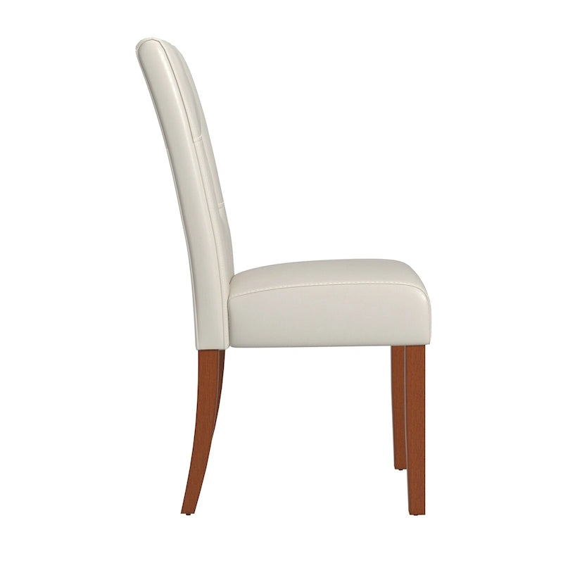Witte eetkamerstoelen van kunstleer met sleutelgatvormige rugleuning, set van 2
