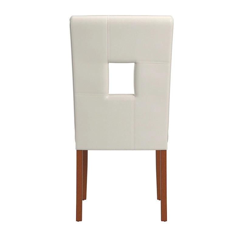 Witte eetkamerstoelen van kunstleer met sleutelgatvormige rugleuning, set van 2