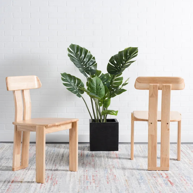 Chaise de salle à manger rétro en bois de style mi-siècle avec piètement tripode