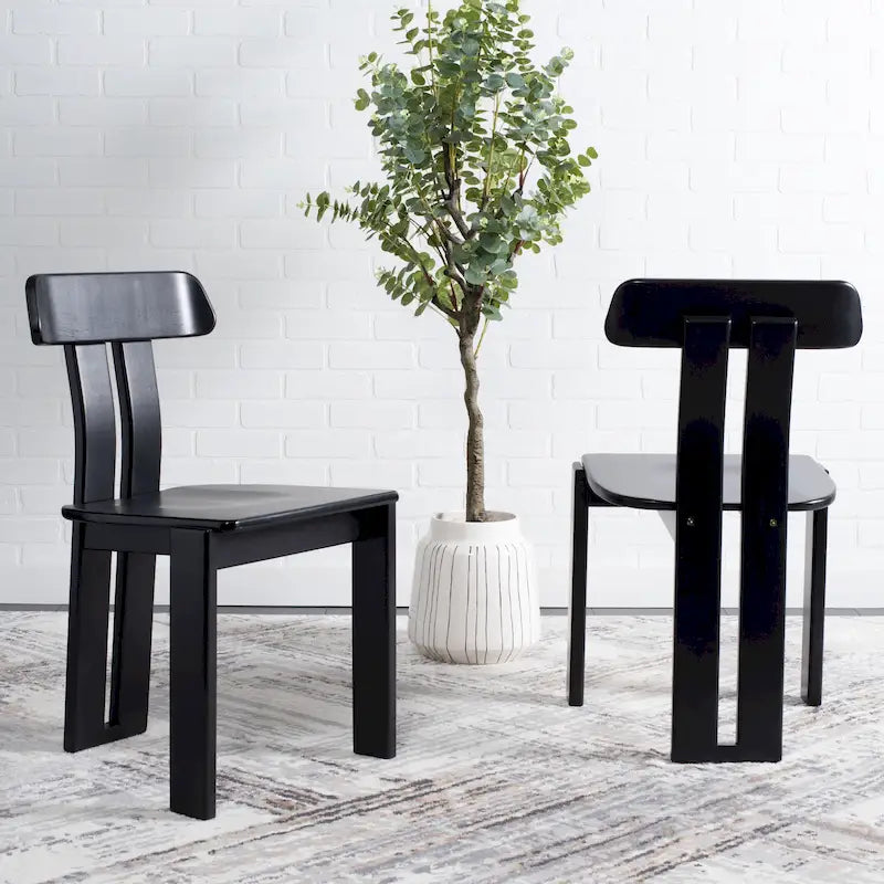 Chaise de salle à manger rétro en bois de style mi-siècle avec piètement tripode