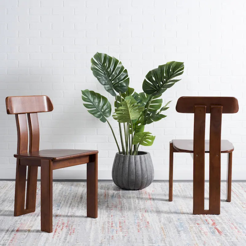 Retro Mid-Century Wood Dining Chair with Tripod Base