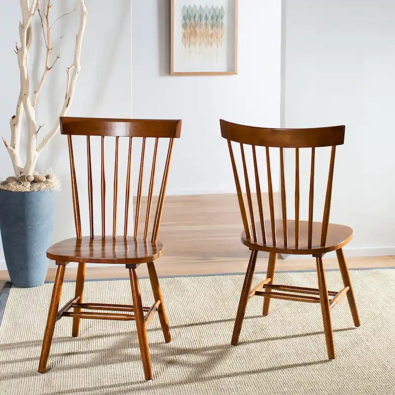 Ensemble de 2 chaises de salle à manger de ferme à dossier à barreaux