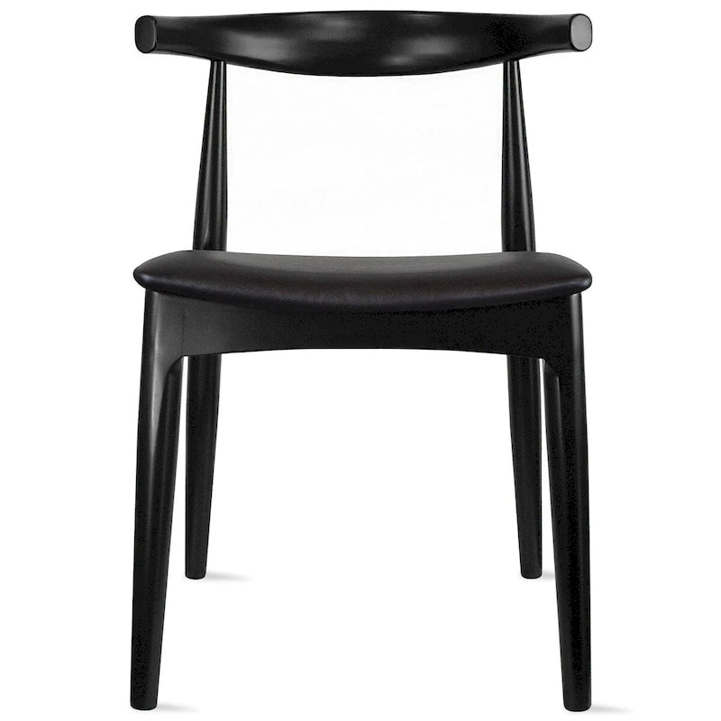 Eetkamerstoelen van natuurlijk massief hout met armleuningen, zitting met kussen van PU-leer of beige stof en eiken frame
