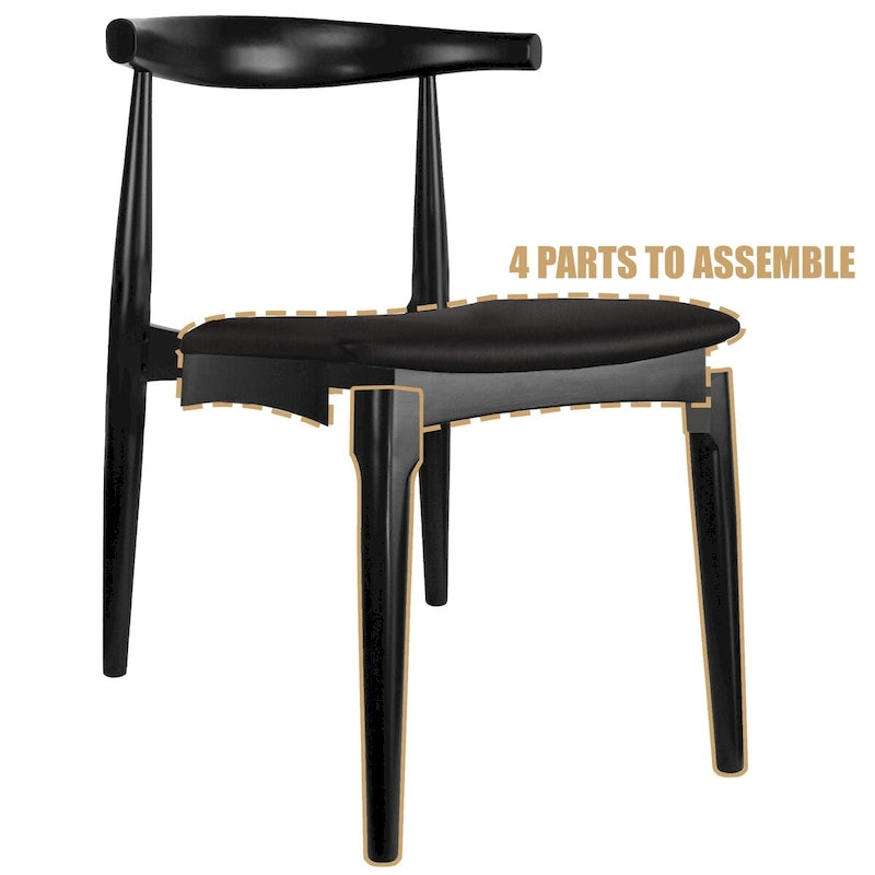 Eetkamerstoelen van natuurlijk massief hout met armleuningen, zitting met kussen van PU-leer of beige stof en eiken frame