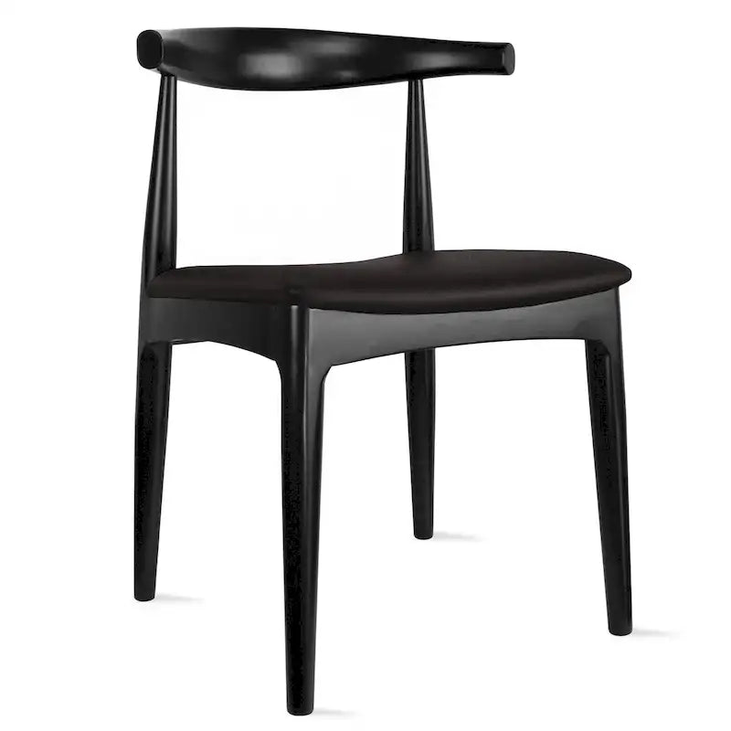 Eetkamerstoelen van natuurlijk massief hout met armleuningen, zitting met kussen van PU-leer of beige stof en eiken frame