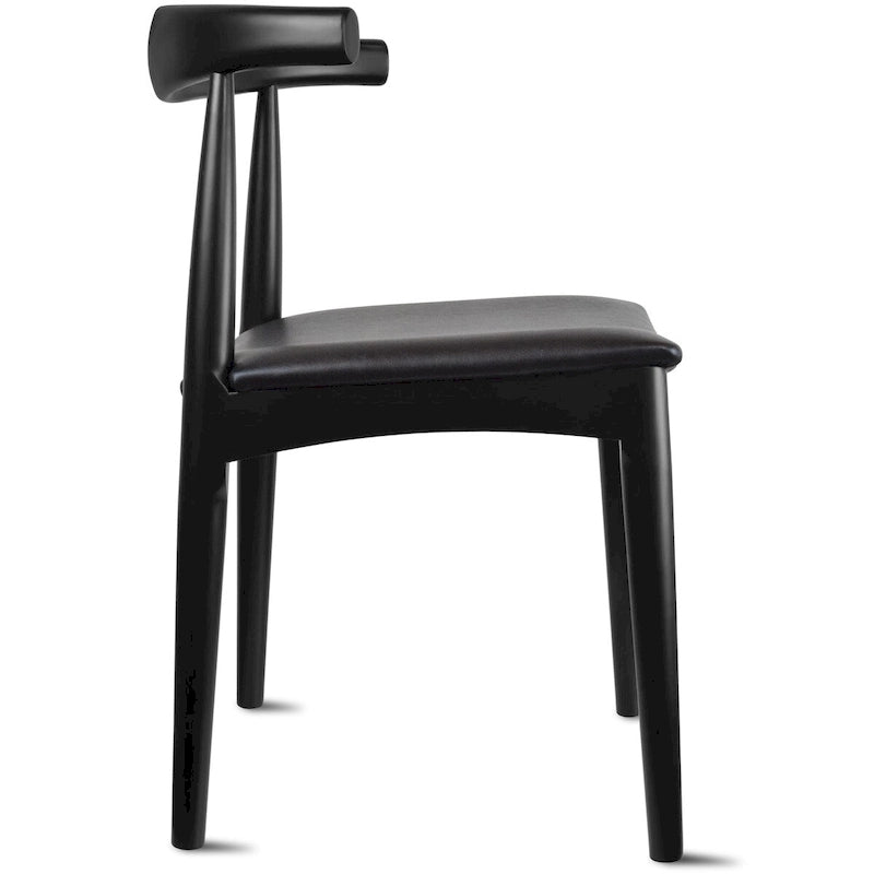Eetkamerstoelen van natuurlijk massief hout met armleuningen, zitting met kussen van PU-leer of beige stof en eiken frame